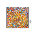 Joy in Motion colourful abstract canvas wall art 100x100cm with black PP frame