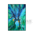 Emerald Eclipse Canvas Wall Art | Luxury Green Blue Abstract Painting