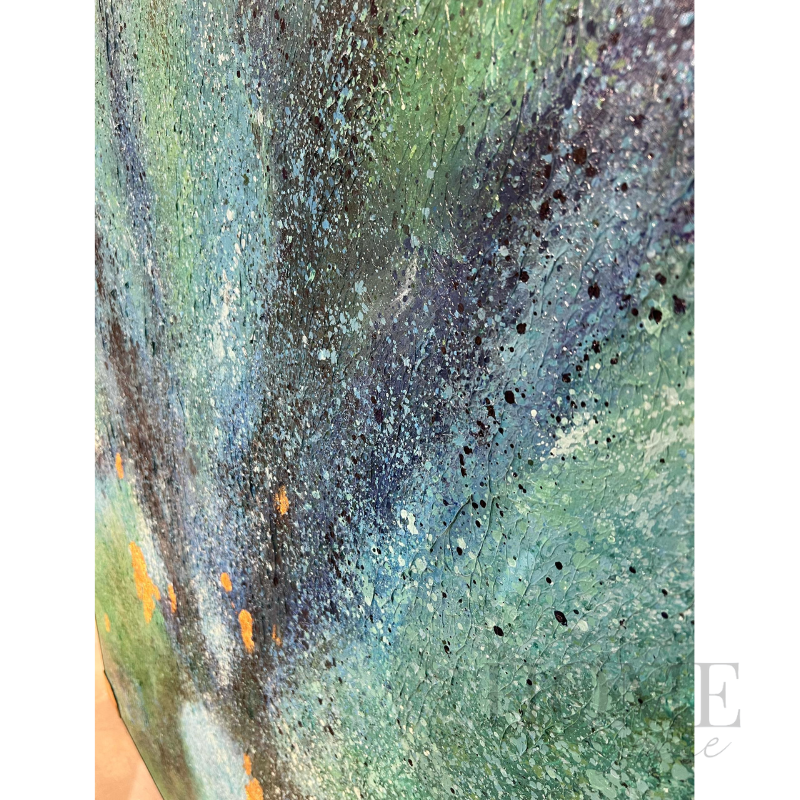 Emerald Eclipse Canvas Wall Art | Luxury Green Blue Abstract Painting