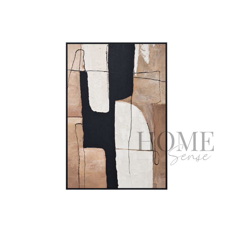 Abstract Alignment minimalist abstract canvas wall art 70x100cm black PP frame