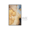 Golden Petal Grace 3D textured floral canvas wall art 80x120cm black PP frame