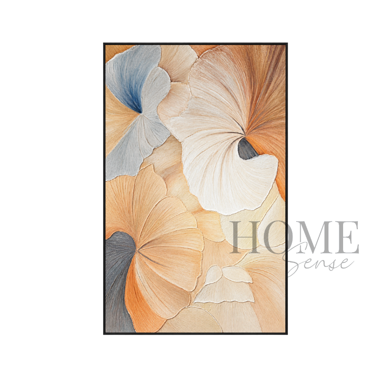Petals of Harmony 3D textured floral canvas wall art 120x180cm black PP frame