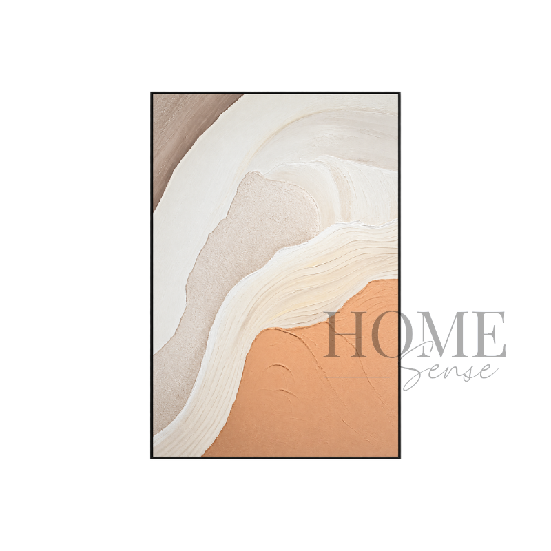 Harmony in Ivory 3D textured abstract canvas wall art 120x180cm black PP frame