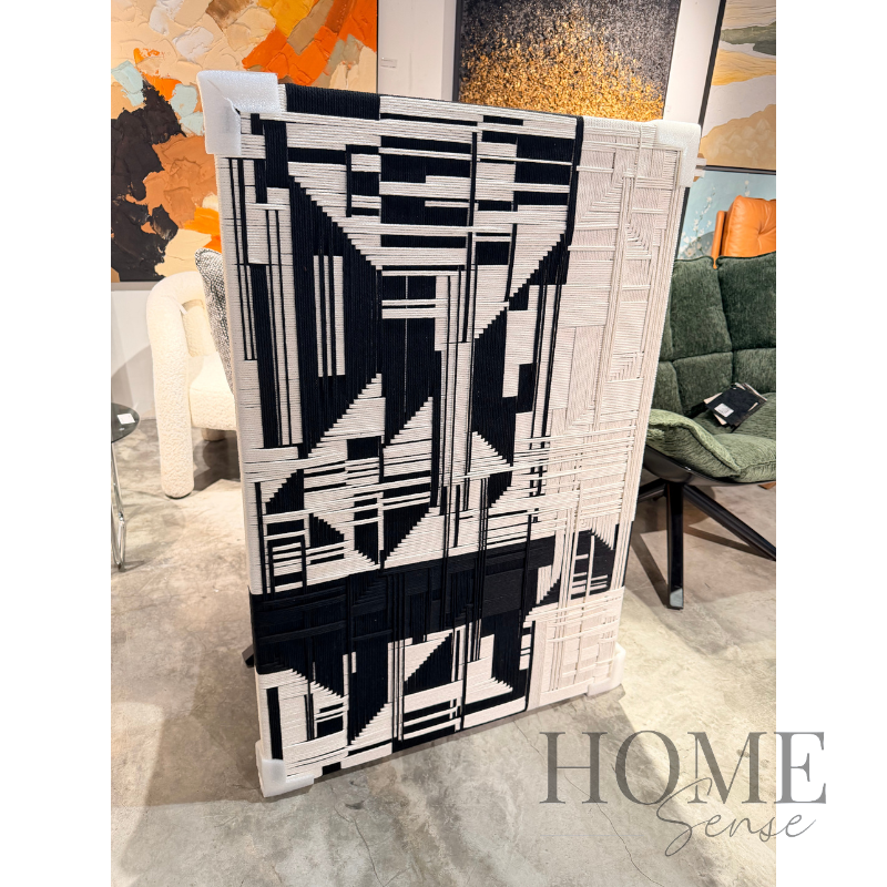 Monochrome Intersections – 3D Geometric Thread Wall Art