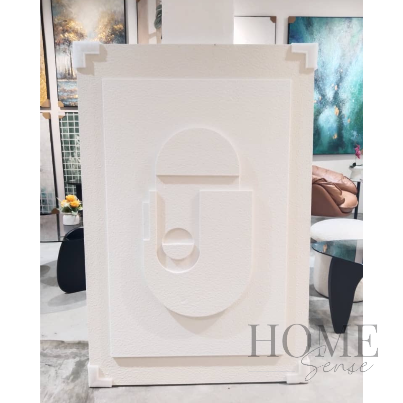 Modern Minimalist White Geometric Wall Art, Physical texture, 3D effect