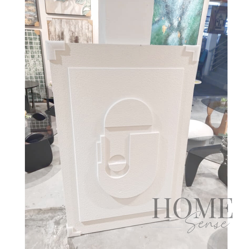 Modern Minimalist White Geometric Wall Art, Physical texture, 3D effect