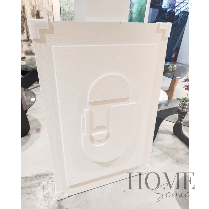 Modern Minimalist White Geometric Wall Art, Physical texture, 3D effect