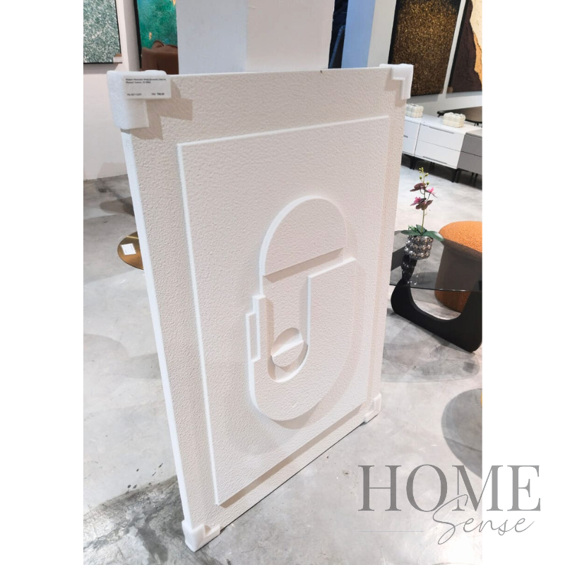 Modern Minimalist White Geometric Wall Art, Physical texture, 3D effect