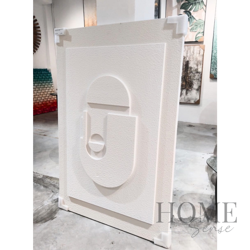 Modern Minimalist White Geometric Wall Art, Physical texture, 3D effect