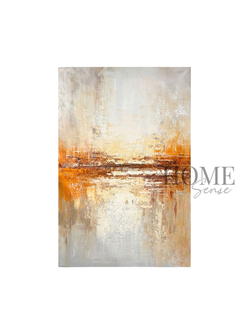 Canyon Mist warm neutral abstract canvas wall art 80x120cm with black frame