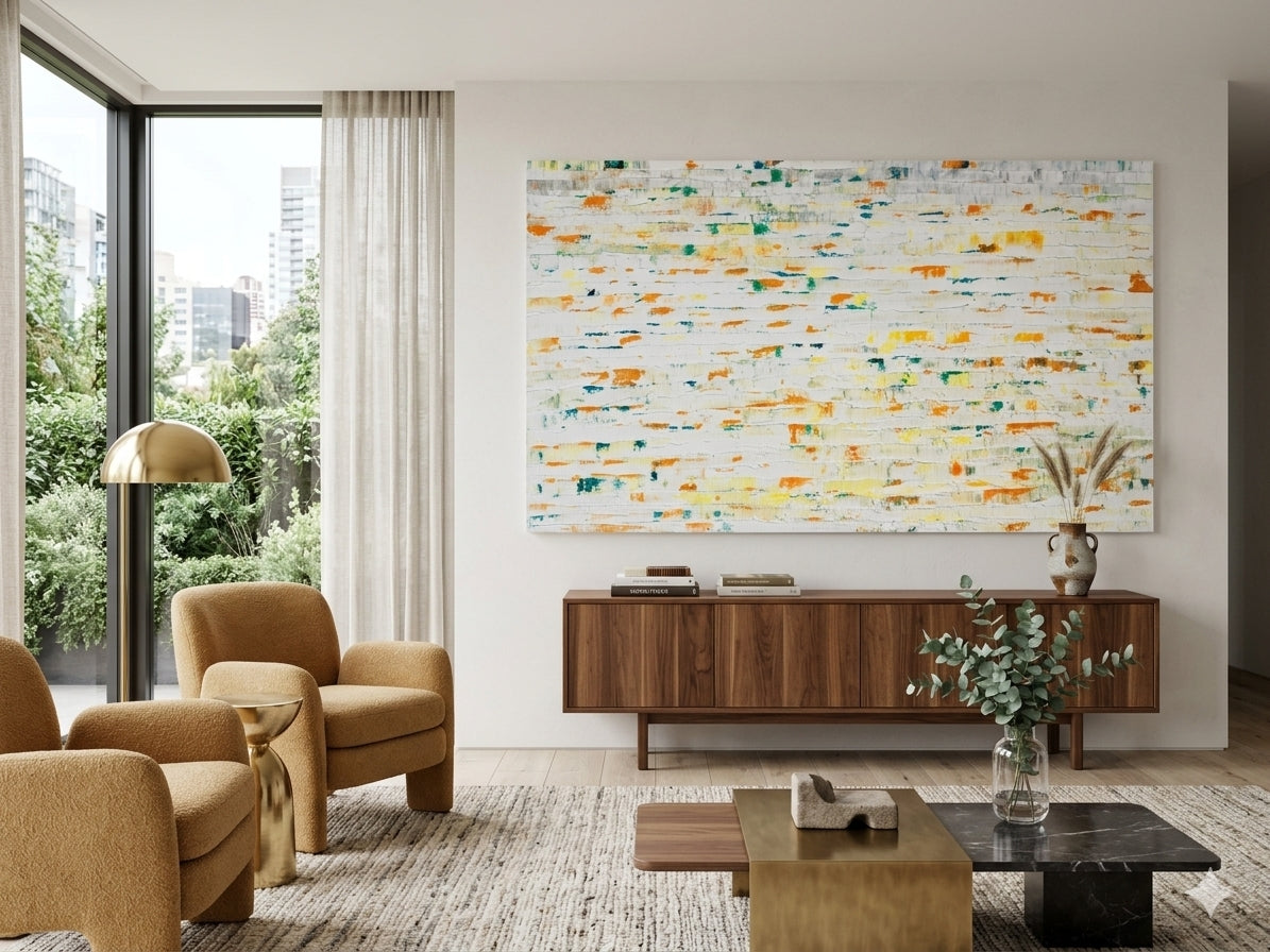 Sunlit Mosaic – Extra-Large Textured Abstract Canvas Wall Art