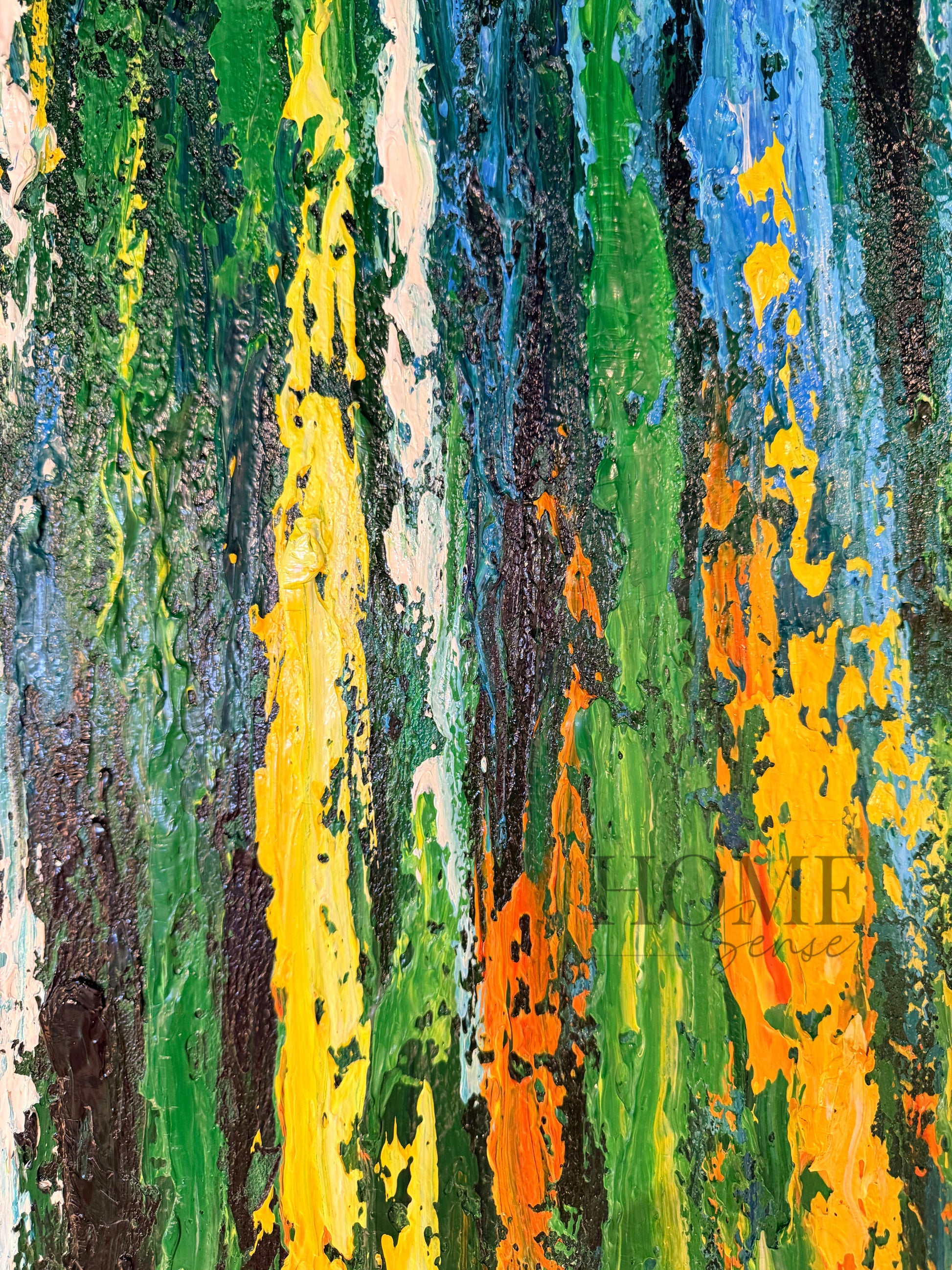 Emerald Rain – Large Textured Abstract Canvas Wall Art