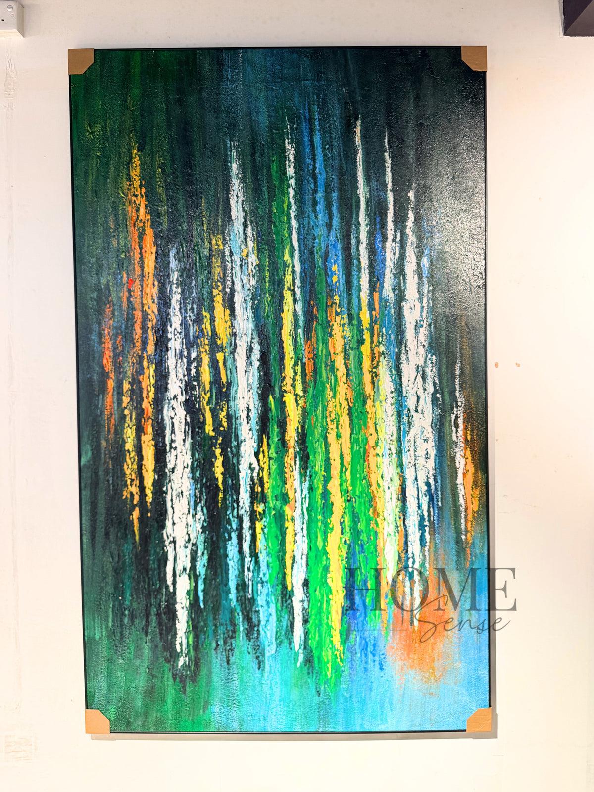 Emerald Rain – Large Textured Abstract Canvas Wall Art