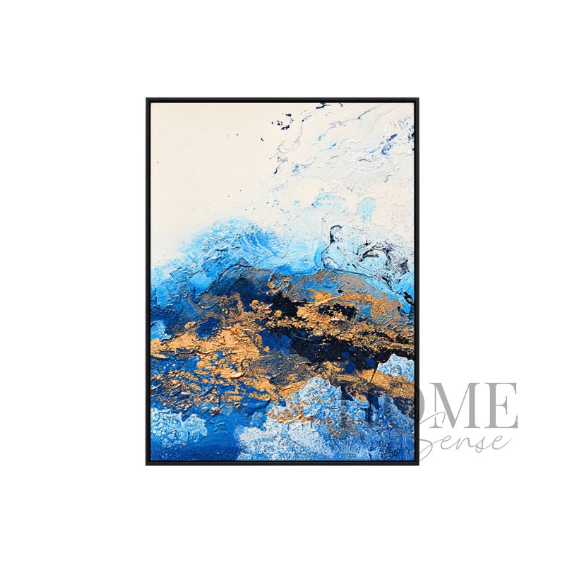 Quiet Resonance portrait contemporary abstract fine art print on canvas in a slim black aluminium frame, 70x90cm