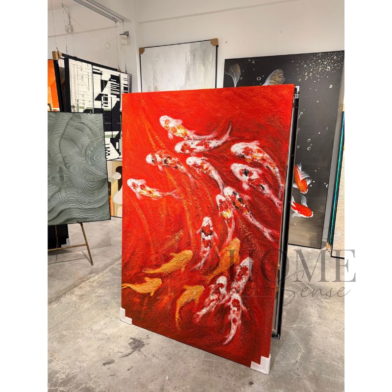 Koi of Eternal Fortune – Textured Acrylic Wall Art