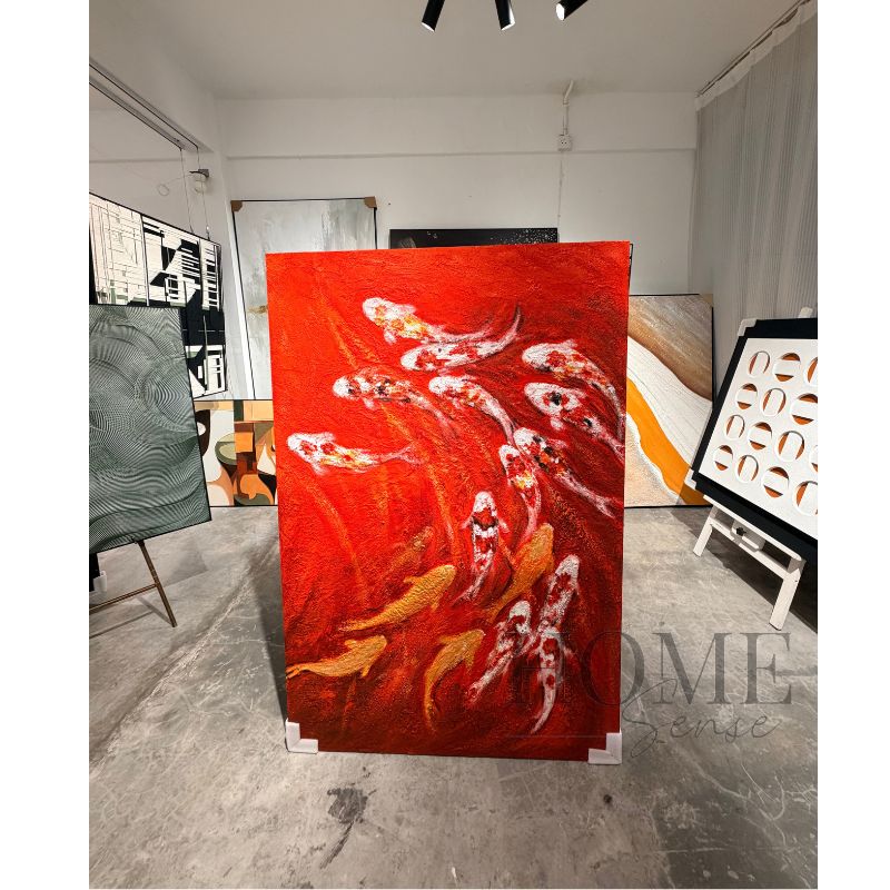 Koi of Eternal Fortune – Textured Acrylic Wall Art