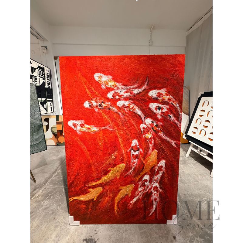 Koi of Eternal Fortune – Textured Acrylic Wall Art