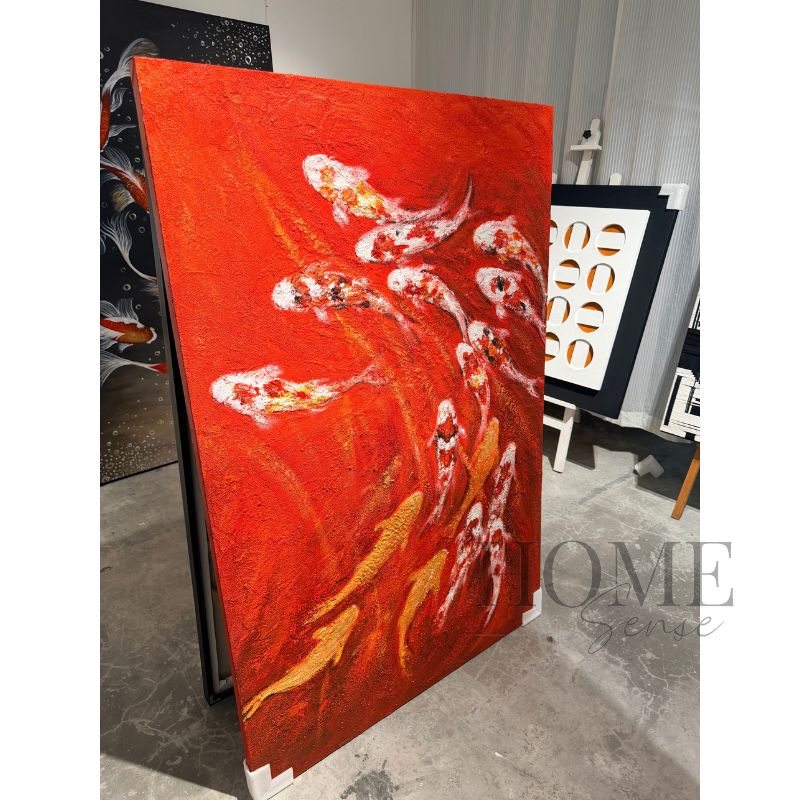 Koi of Eternal Fortune – Textured Acrylic Wall Art