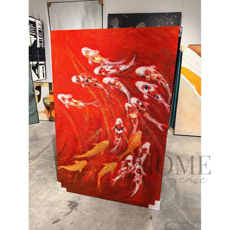 Koi of Eternal Fortune – Textured Acrylic Wall Art