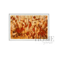Autumn Resonance landscape textured abstract acrylic wall art featuring burnt orange, terracotta, amber, ochre and cream in a black aluminium frame, 160x100cm