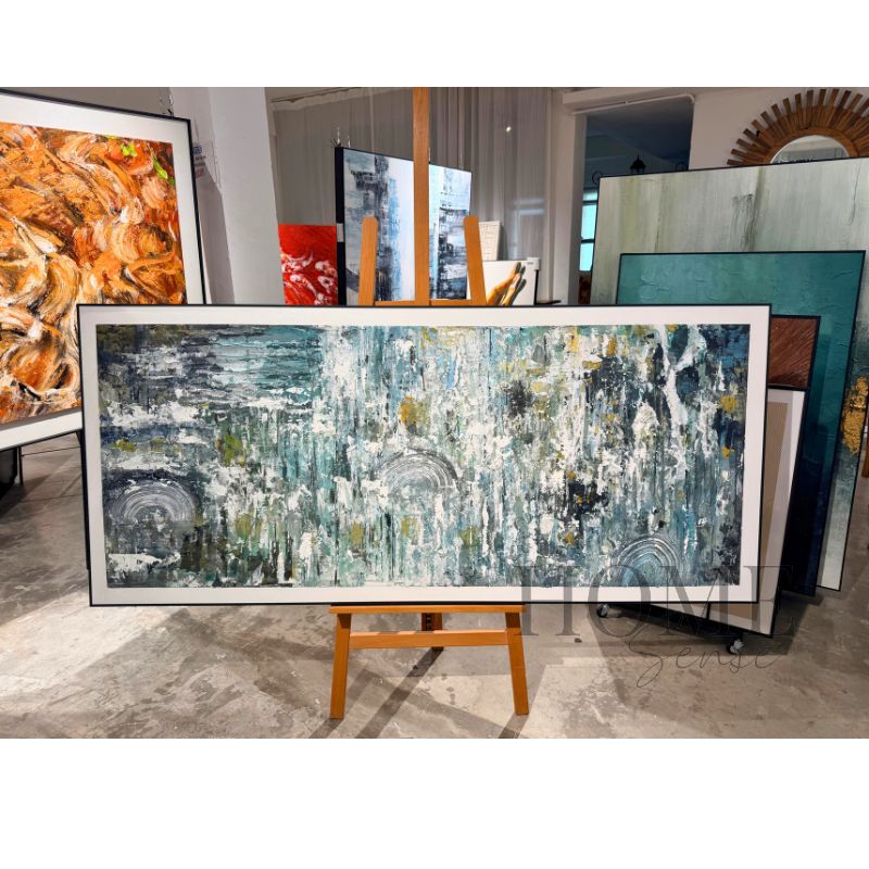 Urban Rain Symphony – Textured Abstract Acrylic Wall Art