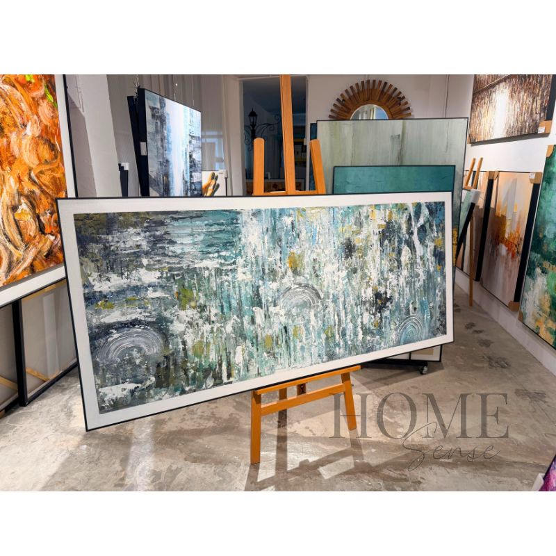 Urban Rain Symphony – Textured Abstract Acrylic Wall Art