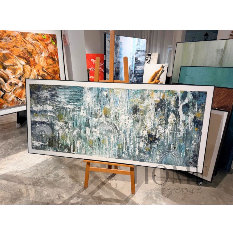 Urban Rain Symphony – Textured Abstract Acrylic Wall Art