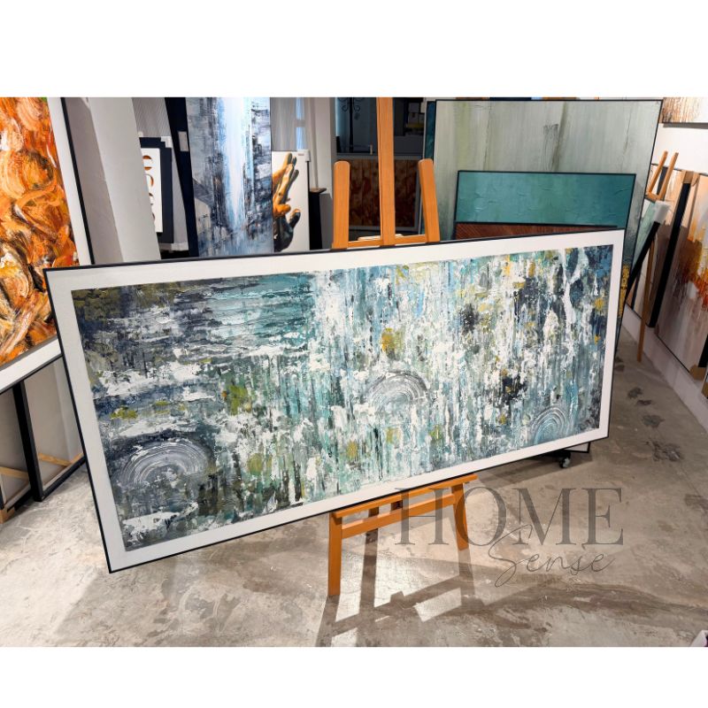 Urban Rain Symphony – Textured Abstract Acrylic Wall Art