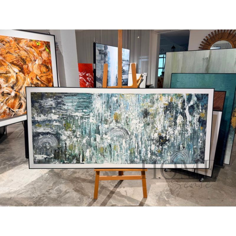 Urban Rain Symphony – Textured Abstract Acrylic Wall Art