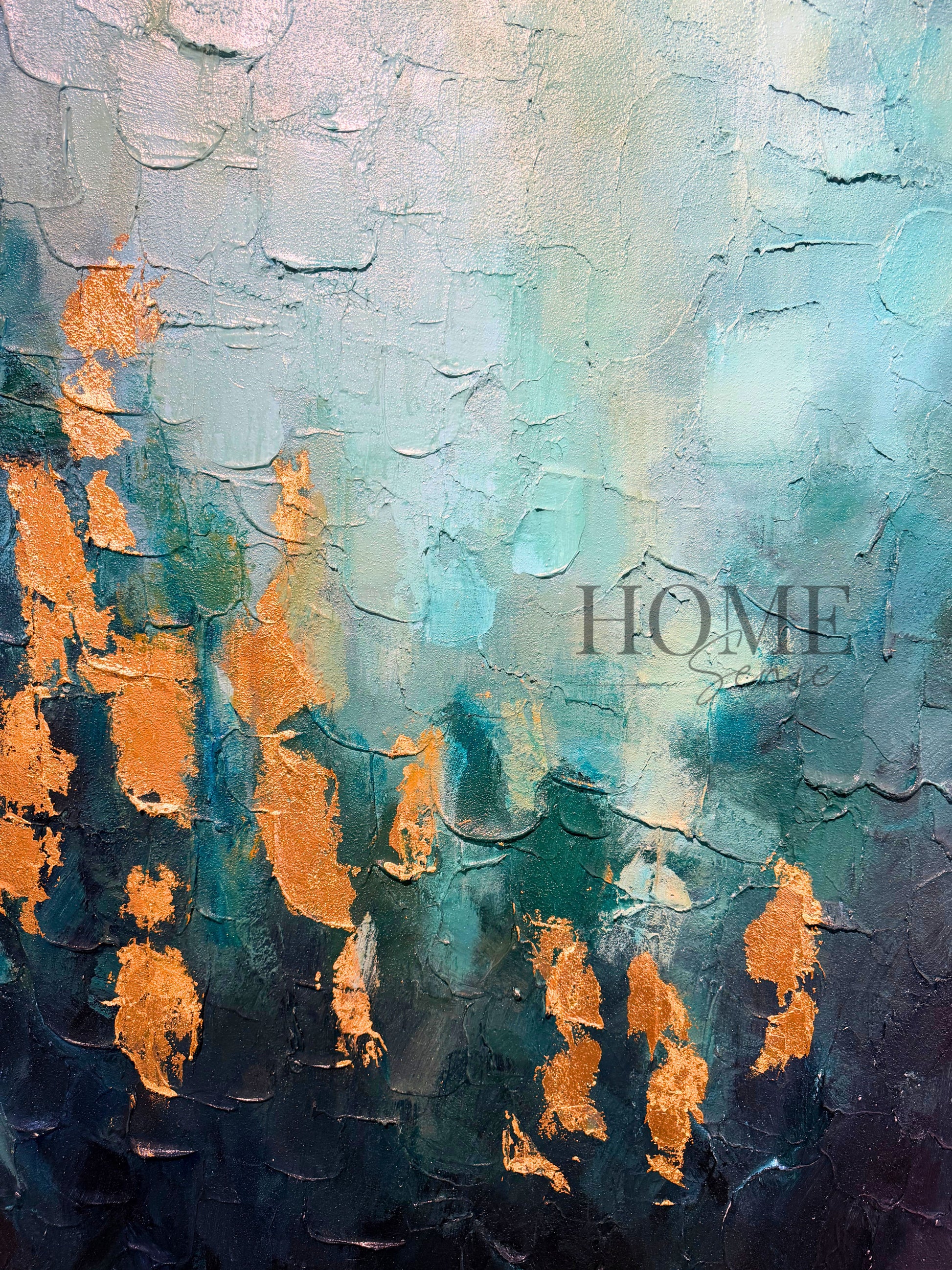 Emerald Green & Gold Abstract Canvas, Wall Art