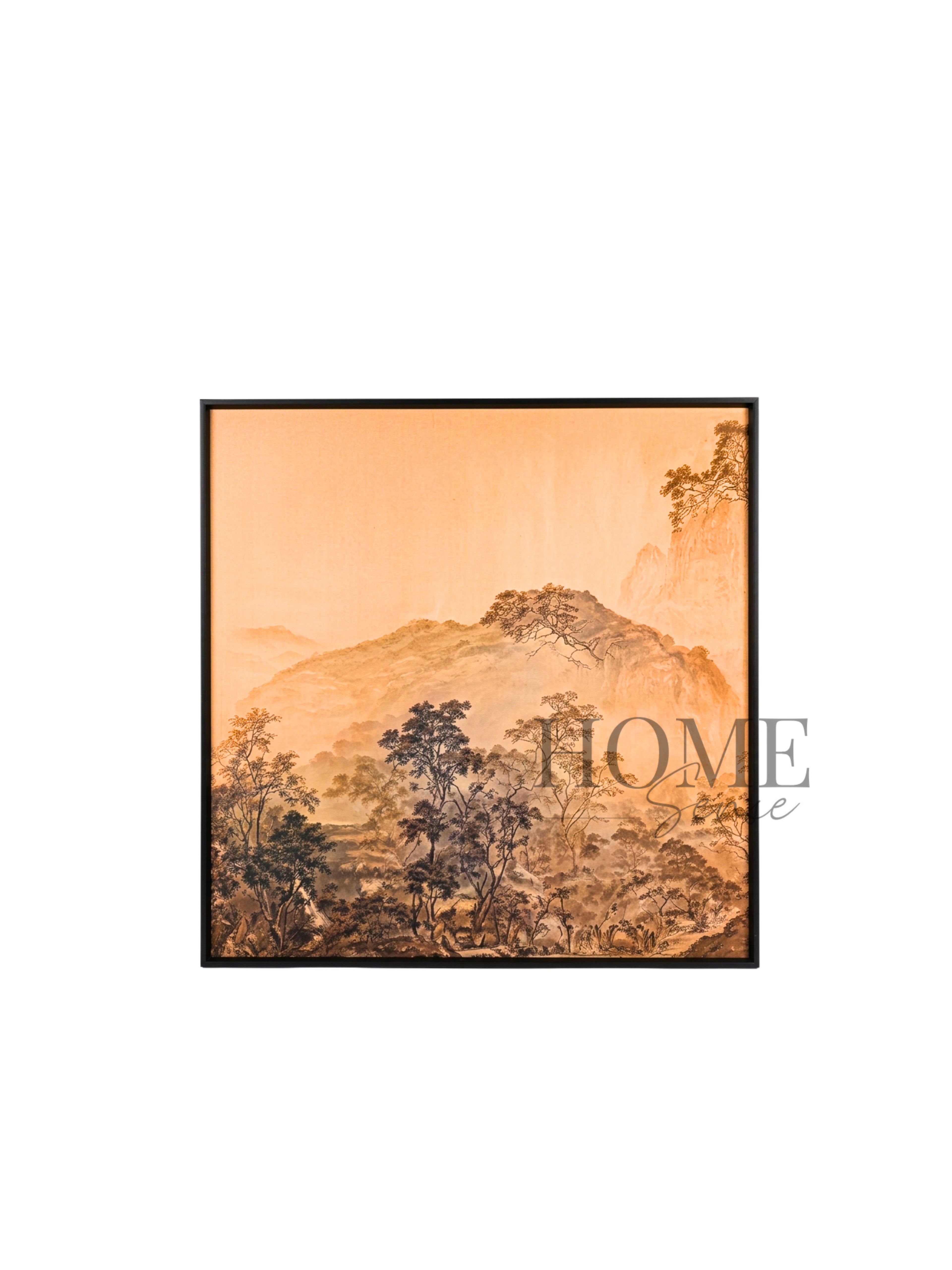 Misty Mountain Landscape - 3D Embossed Texture Wall Art