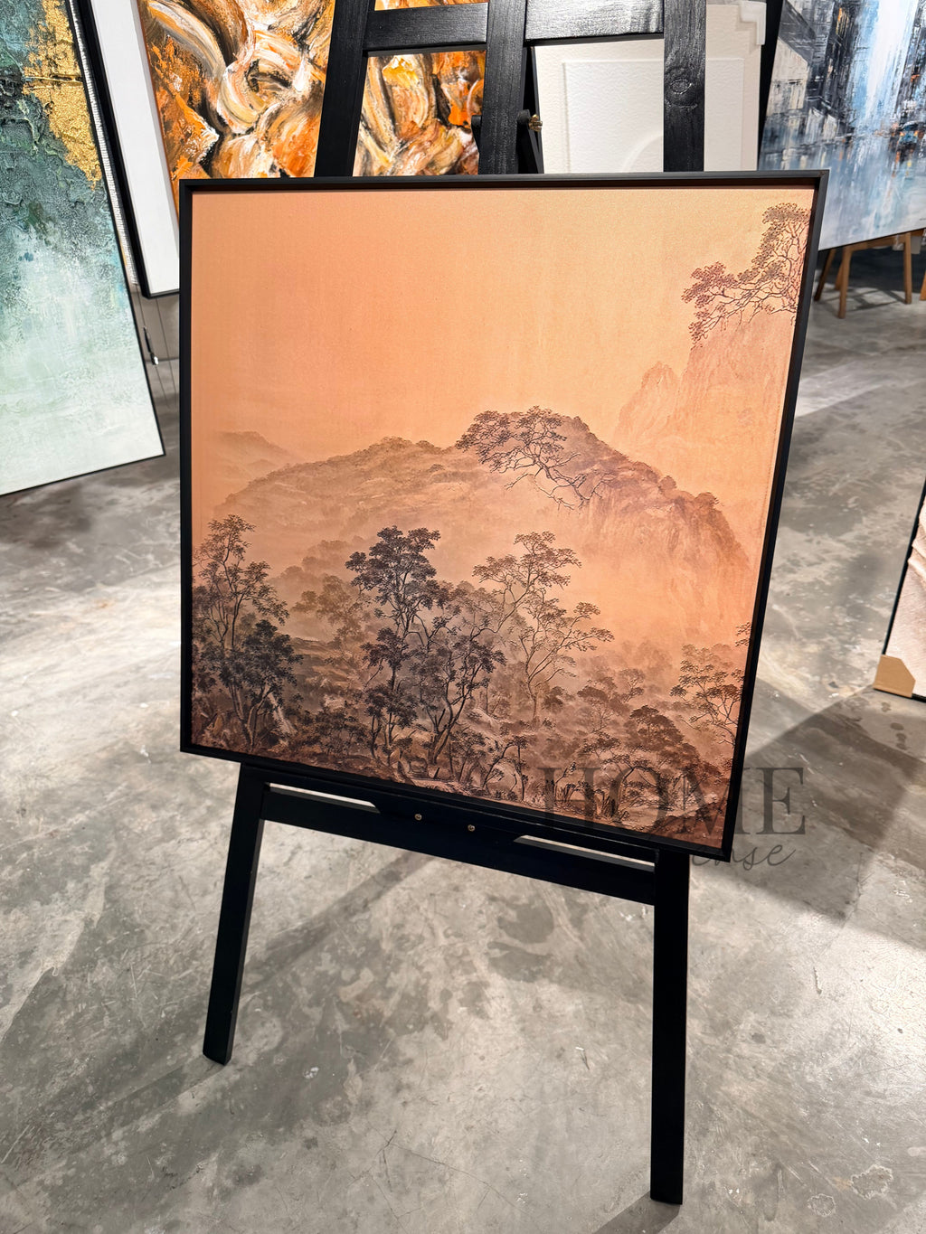 Misty Mountain Landscape - 3D Embossed Texture Wall Art