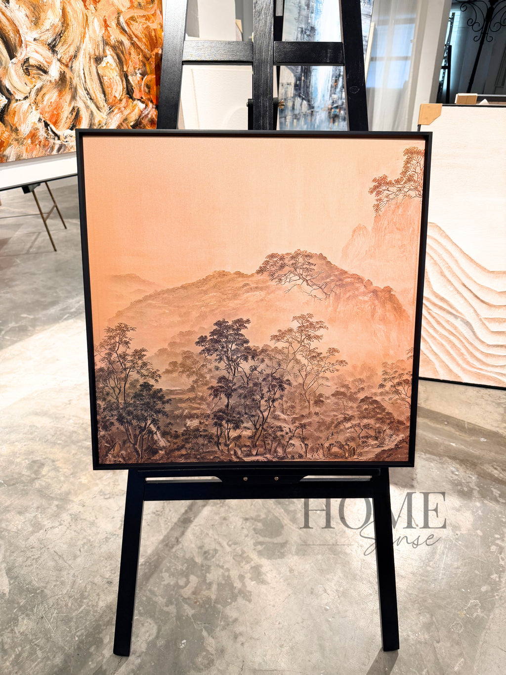 Misty Mountain Landscape - 3D Embossed Texture Wall Art