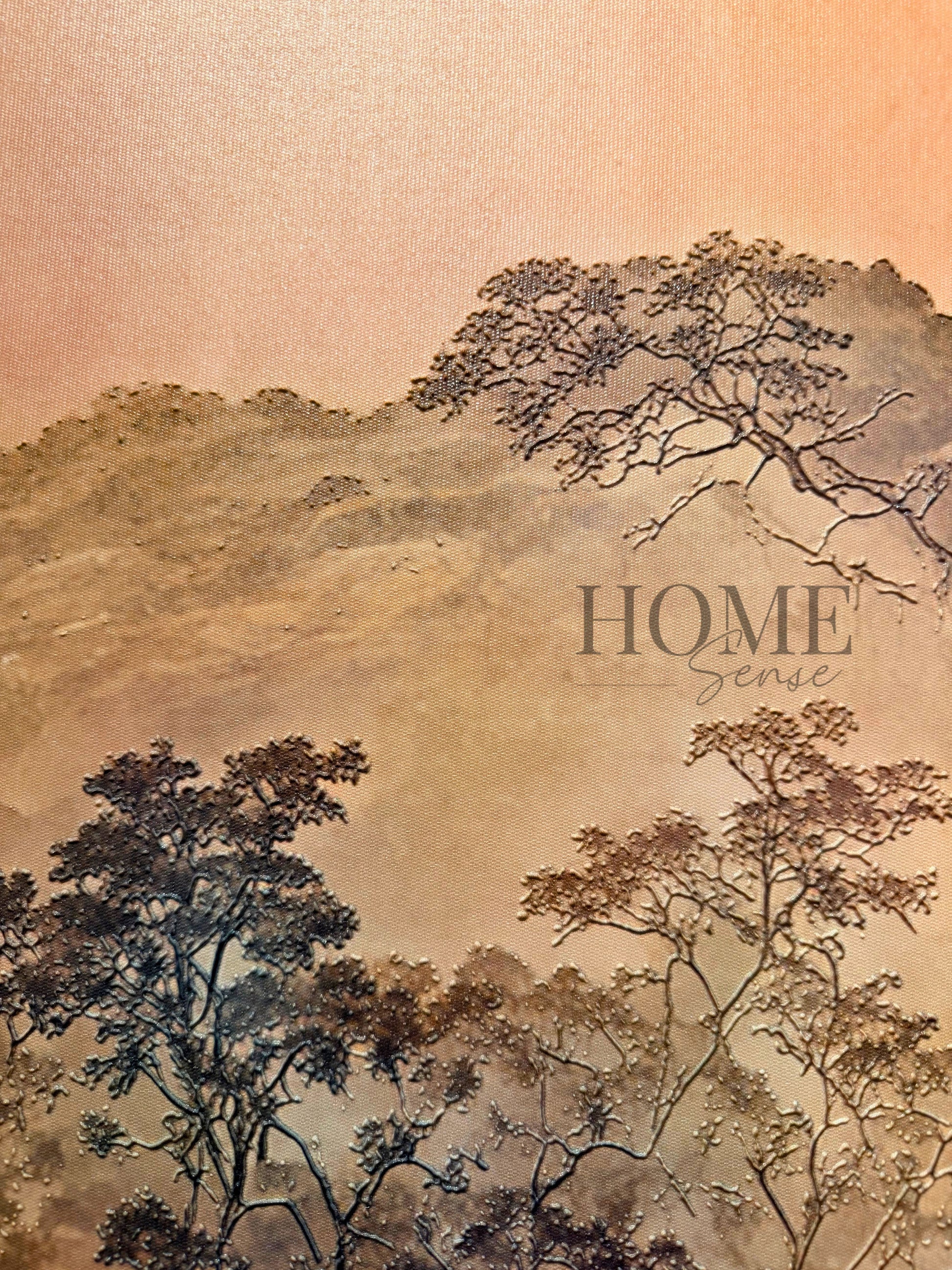 Misty Mountain Landscape - 3D Embossed Texture Wall Art