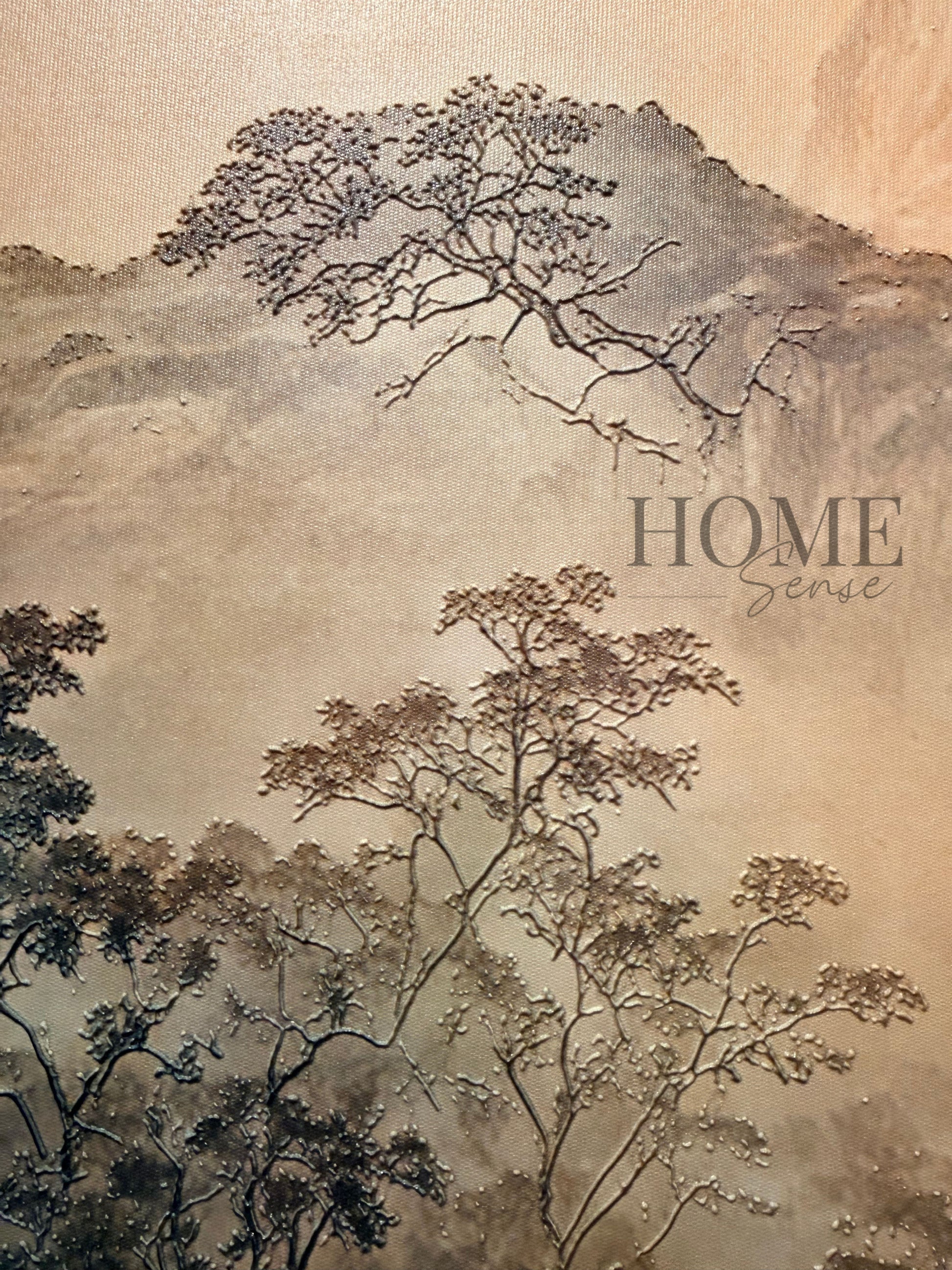 Misty Mountain Landscape - 3D Embossed Texture Wall Art