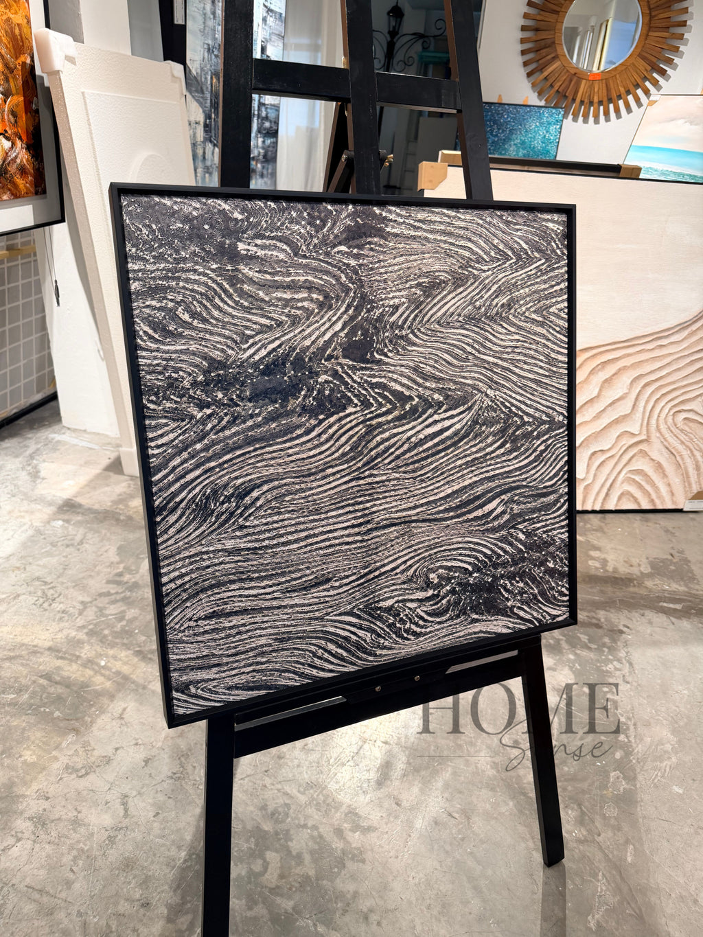 Silver Wave Motion - 3D Embossed Texture Wall Art