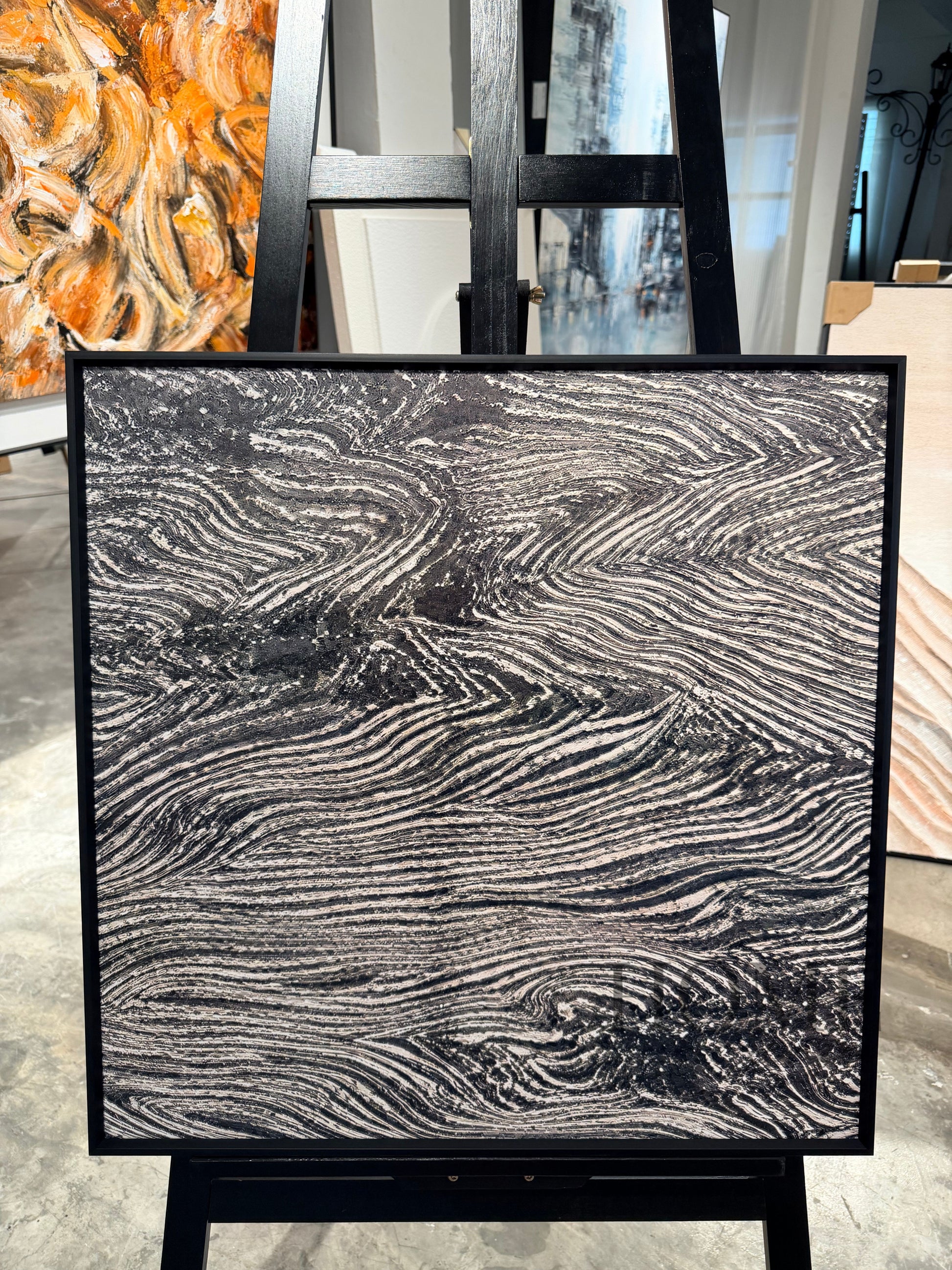 Silver Wave Motion - 3D Embossed Texture Wall Art