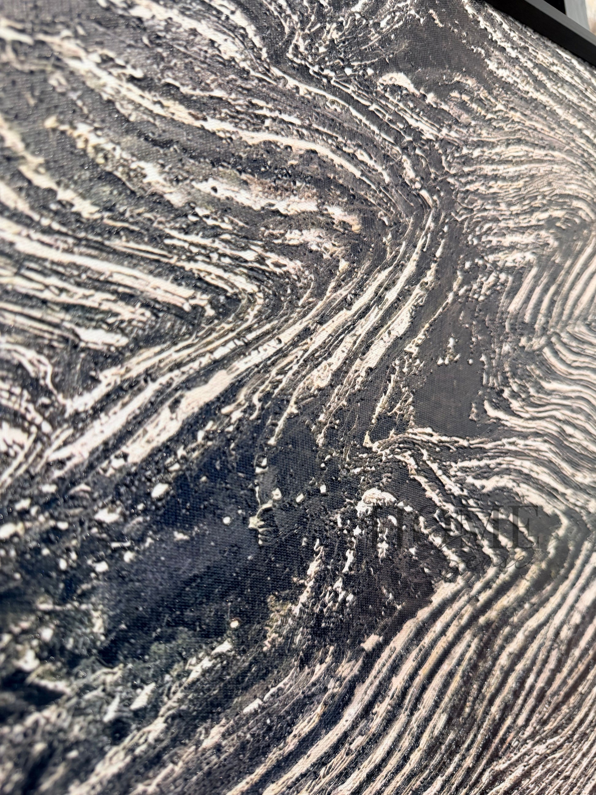 Silver Wave Motion - 3D Embossed Texture Wall Art
