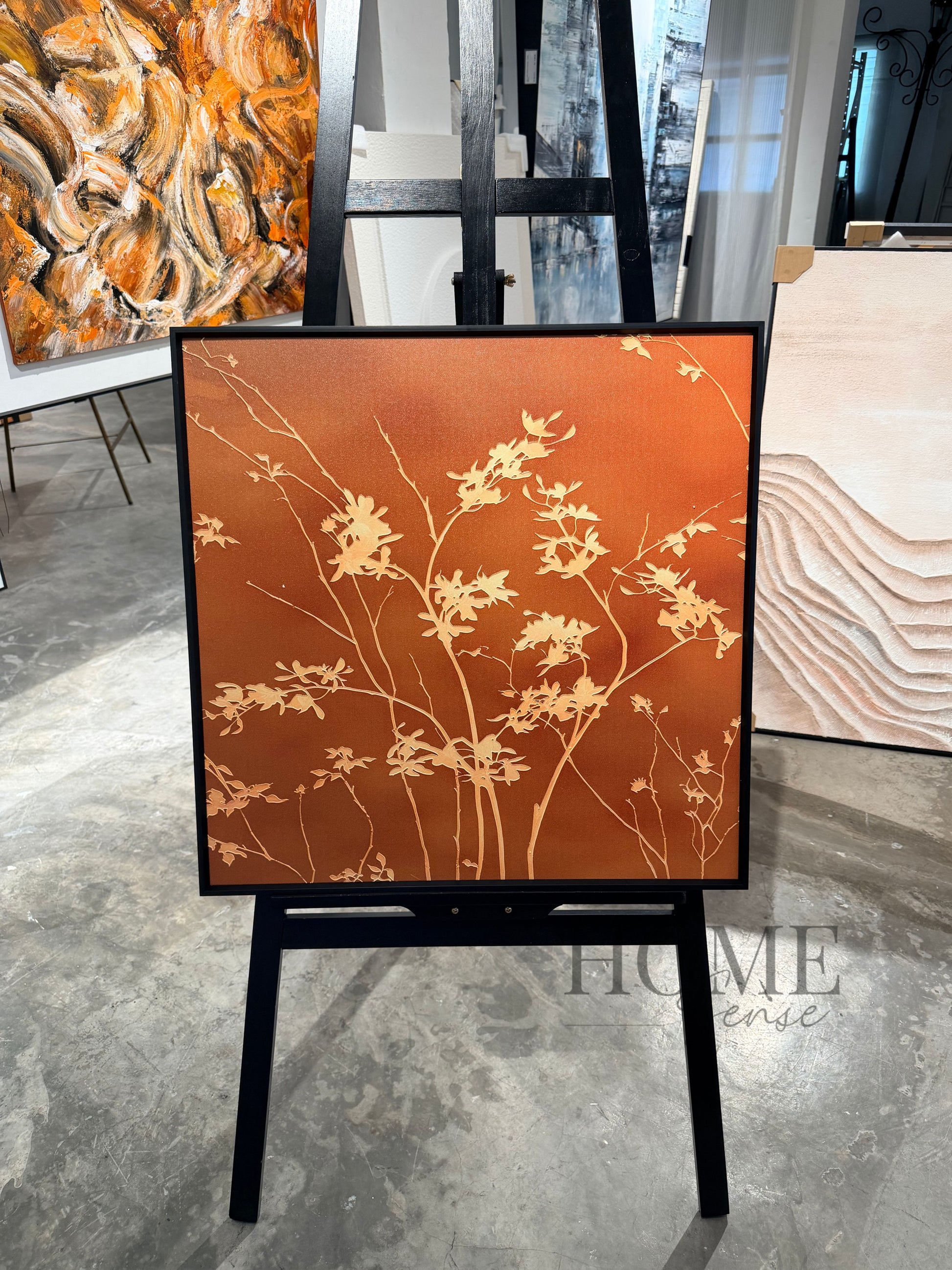Golden Wildflower - 3D Embossed Texture Wall Art