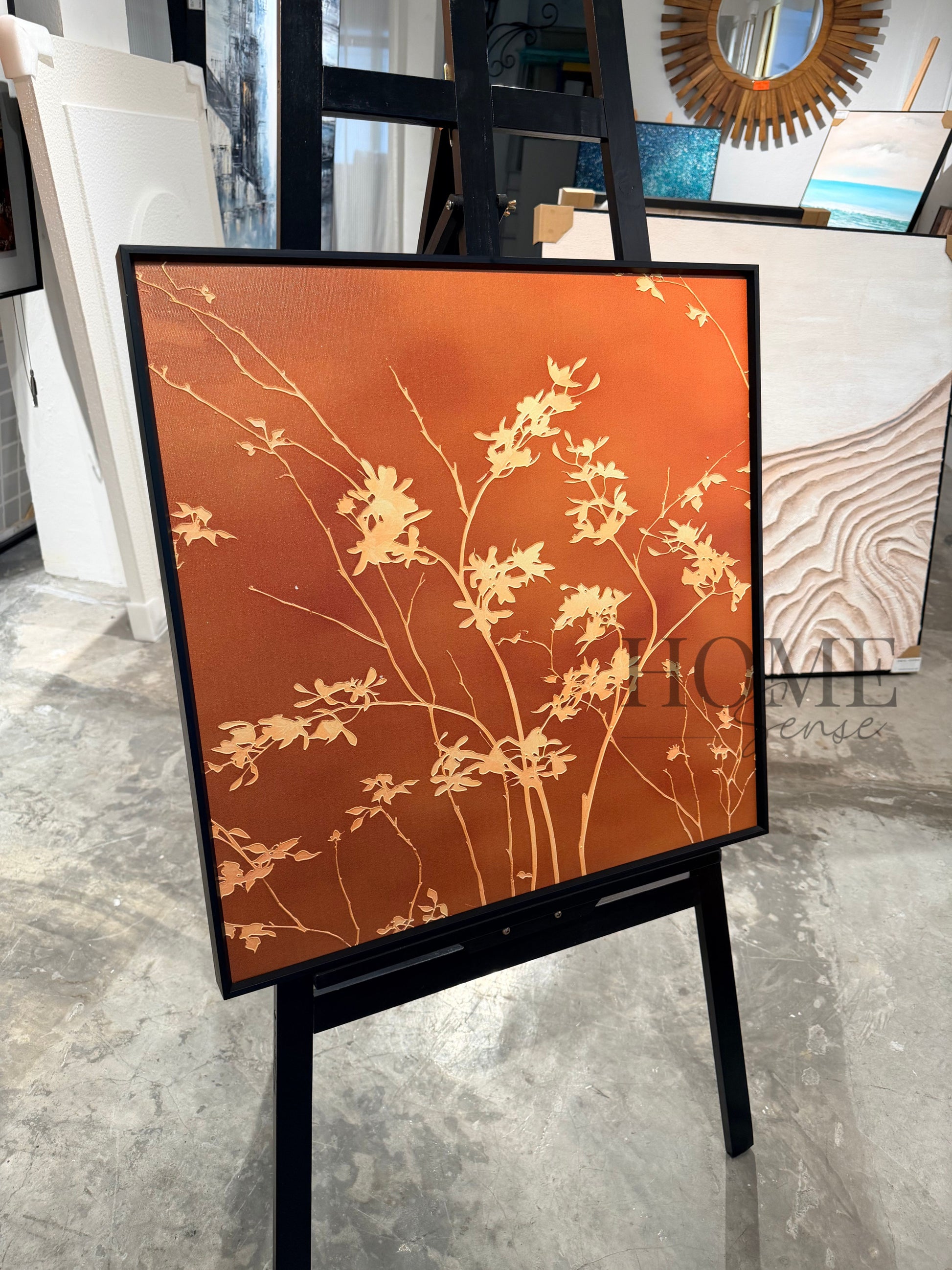 Golden Wildflower - 3D Embossed Texture Wall Art