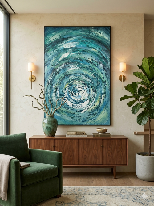 Celestial Blue Abstract  - Canvas, Wall Art