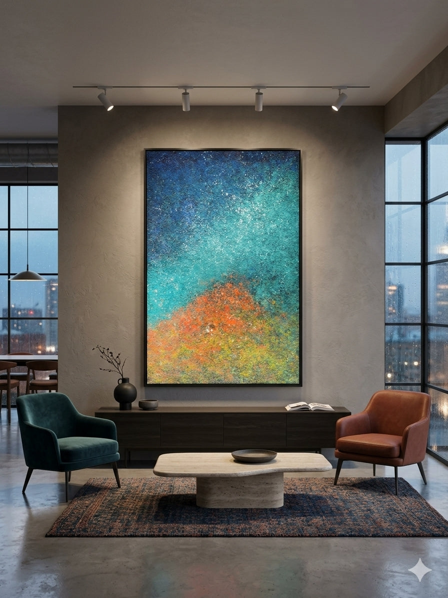 Midnight Nebula – Large Abstract Canvas Wall Art