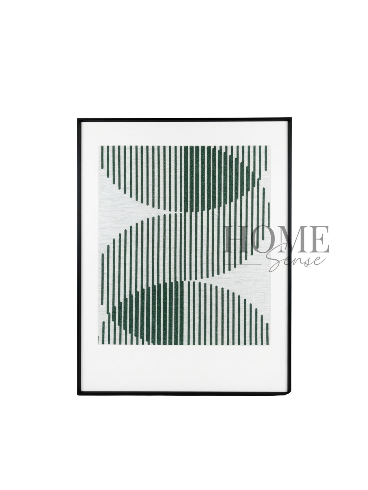 Emerald Frequency green geometric fine art print with black aluminium frame, 60x80cm