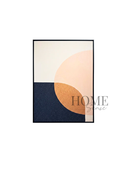 Blush Geometry minimalist abstract fine art print with black aluminium frame, 60x80cm