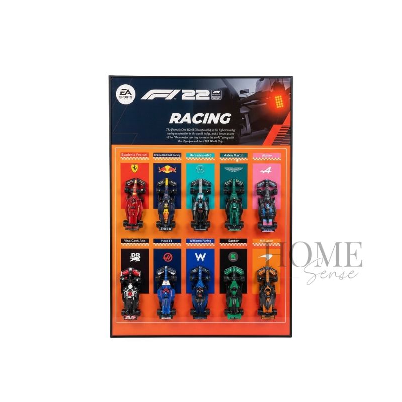 Grid Masters F1-inspired wall art with 10 miniature racing cars, 70x100cm