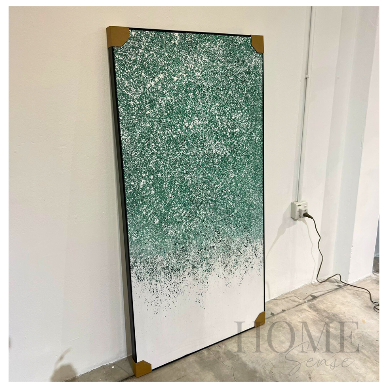 Emerald Rainfall – Textured Abstract Acrylic Wall Art