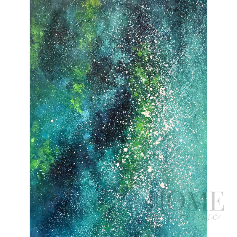 Ocean Galaxy Canvas Wall Art | Modern Blue Abstract Painting