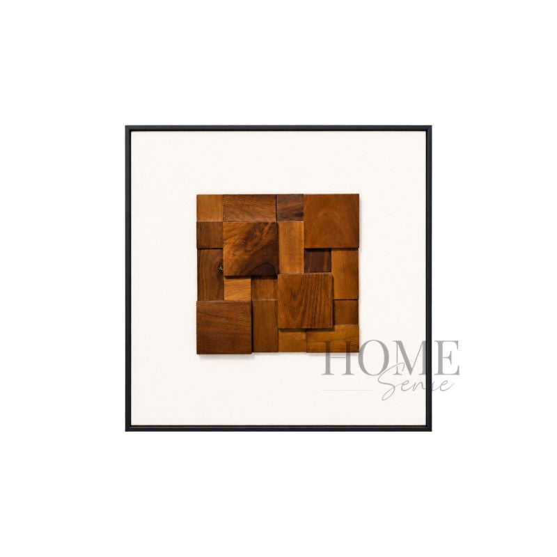 Walnut Harmony – 3D Geometric Wood Block Wall Art