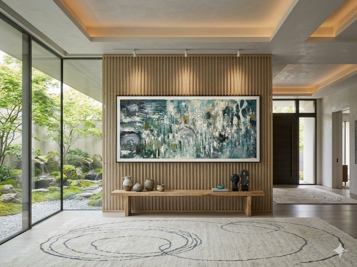 Urban Rain Symphony – Textured Abstract Acrylic Wall Art