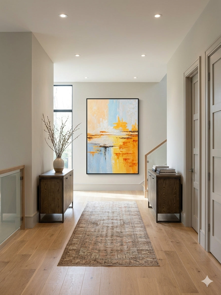 Golden Divide – 3D Textured Abstract Canvas Wall Art